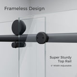 DELAVIN Frameless Shower Door, 56-60" W x 75" H Glass Shower Doors, 5/16"(8mm) Thick SGCC Certified Clear Tempered Glass with Explosion-Proof Film, Easy to Clean, Stainless Steel Guide Rail, Black