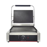 Commercial Panini Press With Grooved Grill Sandwich Maker Machine Electric Contact Grill Single (Large Smooth Top&Bottom)