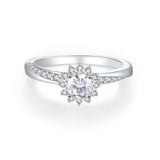 Oseew 1 CT Moissanite Egagement Rings for Women Personalized Customizable 18k Gold Flower Shape Wedding Rings Round Cut Moissanite Brilliant D Color VVS1 Love Gift Size 4-15