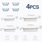 ONEMORE Casserole Dishes for Oven, Ceramic Baking Dish Set of 4, Non-Stick Lasagna Pans with Handles, Rectangular Bakeware Set for Cake, Roasting, Broiling, Gratin, Banquet, Microwave & Dishwasher Safe(3.8/2.6/1.7/1.1 Qt) (White 01)