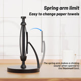 VEHHE Paper Towel Holder Countertop, One-Handed Tear, Stainless Steel, Stand Paper Towel Holder with Spring Activated Arm & Non Slip Weighted Base, for Kitchen Bathroom (Black)
