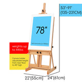MEEDEN Large H-Frame Easel, Easel Stand for Paintings, Painting Easels, Easel Stand for Display, Solid Beechwood Wooden Easels for Painting Canvas, Holds Canvases Up to 78", Natural Color