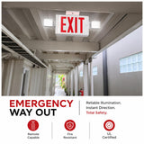 8 Pack Double Sided LED Emergency EXIT Sign Combo, Two LED Lights, Backup Battery, US Standard Red Letter Emergency Exit Lighting, Commercial Grade, 120-277V, Fire Resistant (UL 94V-0)