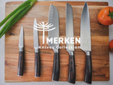 MERKEN 3-Piece Kitchen Knife Set – 8" Chef, 5" Utility, 3.5" Paring – High-Carbon Stainless Steel – Ultra Sharp – Pakkawood Handle – Gift Box