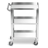 Hupsjer Stainless Steel Utility Cart 3 Tier - Heavy Duty Rolling Cart with Silent Wheels & Handle, Commercial Food Storage Trolley for Kitchen Restaurant Hospital Lab and Home, 16″L x 24″W x 34″H