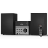 Compact Micro Hi-Fi Stereo System with CD Player, Bluetooth, FM Radio, USB Playback, Aux-Input & Earphone Output, 30W Stereo Sound, Remote Control