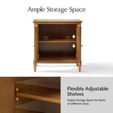 HULALA HOME Storage Cabinet with Adjustable Shelf, 2-Door Accent Sideboard with Solid Wood Legs and Vintage Metal Handles, Matte Finish(Teak,Set of 2)