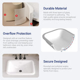 Bathroom Vessel Sink 20" x 15" Semi Recessed Sink White Drop in ceramic Sink with Overflow Modern Sinks Bowl Vanity Above Counter Basin