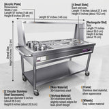 Stainless Steel Commercial Food Warmer, 5 Pans + 2 Pots Server with Lockable Wheels & Undershelf, 30°C-110°C Adjustable Temp Steam Table for Buffet Catering, Party, Restaurant & Hotel
