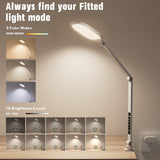 LitONES LED Desk Lamp for Home Office, 15W Desk Light with C- Clamp, Swing Arm, Memory & Timer Function, 1200LM Dimmable Computer Light for Video Calls, Conference, Study (White-Clamp)