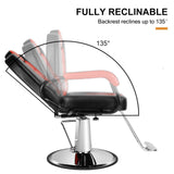Artist hand Salon Chair for Hair Stylist Reclining Barber Chair Heavy Duty Hydraulic Hairdresser Chair Spa Furniture Shampoo Extra Wider Seat Beauty Hair Salon Equipment