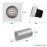LUXRITE 4-Inch LED Trimless Recessed Spotlight with Nickel Reflector Trim Replacement 25W, 2000LM, 5CCT, 60° Beam Angle, Dimmable, Push-n-Lock, CRI90, Damp & IC Rated, ETL White + Nickel (4 Pack)