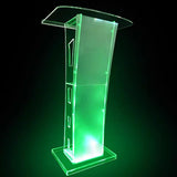 Modern Acrylic Podium Stand - Clear Lectern & Pulpit for Churches, Weddings, Classrooms & Conferences - Sturdy Floor-Standing Design with Wide Reading Surface