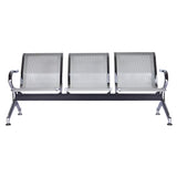 buenotoys 3-Seat Waiting Room Chairs - Waiting Room Bench with Arms Airport Reception Bench Guest Reception Chairs Lobby Bench Waiting Area for Airport Market Bank Hospital School Barbersho, Silver