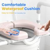Male-Friendly Raised Toilet Seat with Handles, Adjustable Width Toilet Seat Riser for Seniors, 400LBS Handicap Toilet Seat for Elderly, Elevated Toilet Riser, Fits Any Toilets