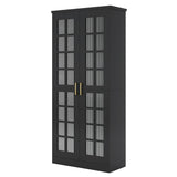 Tribesigns Tall Shoe Cabinet Set of 2, 8-Tier Shoe Storage with Adjustable Shelves, Modern Shoe Organizer Shoe Rack Cabinet for Entryway, Hallway, Closet, Living Room, Black