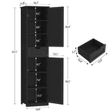 Iwell Tall Black Bathroom Cabinet with 2 Doors and 1 Drawer, Bathroom Storage Cabinet with Adjustable Shelves, Narrow Storage Unit for Living Room, Entryway, Kitchen, Black