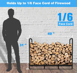 Tikimilor 4ft Firewood Rack Holder, Adjustable Heavy Duty Fire Log Stacker Stand for Fireplace, Outdoor Indoor Metal Wood Pile Storage Organizer, Patio Logs Stand tool, Black