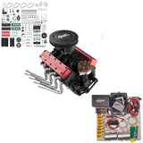 MechPuConToy Mini V8 Engine Model Kit that Runs, FS-V800WGPC 1/10 Scale 28cc Water-Cooled Four-Stroke OHV V8 Engine Model Kit, Build Your Own V8 Metal Engine that Works