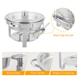 ROVSUN 5 Qt 4 Pack Chafing Dish Buffet Set,NSF Stainless Steel Round Chafers for Catering, Buffet Servers and Warmers Set with Lid Holder & Drip Tray for Wedding Party Banquet Graduation