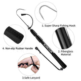 KOMCLUB Telescopic Fishing Gaff with Super Sharp Spear Hook Lightweight Hand Fish Gaff with Soft Rubber Nonslip Handle and Lanyard for Freshwater Offshore Fishing Boating and Outdoors (47.24")