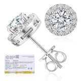 Lab Grown Diamond Halo Stud Earrings Screw Back for Women