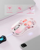 GravaStar Mercury M1 Pro Wireless Gaming Mouse, Lightweight Magnesium Alloy, 26,000 DPI, PAW3395DM Sensor, 5 Programmable Buttons, Support Wired/2.4GHz/BT, Up to 200 Hours Battery Life (Gradient Pink)