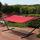 Sunnydaze Soft-Spun Polyester Rope Double Hammock for Outside - 600-Pound Weight Capacity Extra Large Hammock - Red