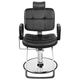 BarberPub Reclining Hydraulic Barber Chair, Salon Beauty Spa Shampoo Equipment, PVC Leather, Adult 2059 (Black)