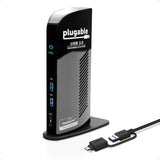 Plugable USB 3.0 Universal Laptop Docking Station Dual HDMI Monitor for Windows and Mac, USB 3.0 or USB-C Plugable