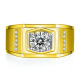 Oseew Mens moissanite Ring Gold Men Round Cut Moissanite Rings Mens moissanite Ring 14k Gold Mens Moissanite Wedding Band