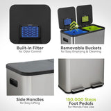 21 Gallon (80L) Dual Compartment Kitchen Trash Can - Hands-Free Step Pedal, Soft-Close Lid