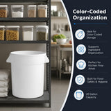 Getzi 6 Pack 20 Gallon White Round Commercial Trash Can, Heavy-Duty
