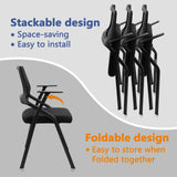 CLATINA Stackable & Foldable Office Chairs with Ergonomic Lumbar Support and Thickened Seat Cushion, Folding Mesh Fabric Reception Guest Chair