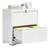 SAWJEC 2 Drawer File Cabinet with Lock, White Metal Lateral Filing Cabinet