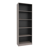 Tuhome Home 71" Tall Standard Bookcase with 5 Open Storage Shelves, Closed Back, Freestanding Living Room, Office or Bedroom Storage (Model M3), Silver Oak/Wenge