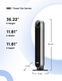 DREO Bladeless Tower Fan - 25ft/s, 4 Speeds, 4 Modes, 90° Oscillation, 8H Timer, Ultra Quiet for Bedroom, Indoors, Silver (Tower Fan 307)