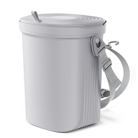 Waretary Trash Can for Car Garbage: Leakproof Silicone Car Waste Bin w/Lid for Drivers and Passengers; 1.9 Gallon Sturdy Garbage Container for Vehicle, Sedan, SUV, Van, MPV & Truck (Grey) Waretary