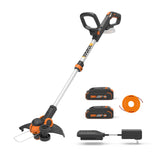 WORX Cordless String Trimmer & Lawn Edger, 12" Electric Weed Wacker with Command Feed, 20V Weed Eater with 5.5 LBS, 2 Batteries & Charger Included, WG163