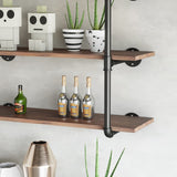5-Story Rustic Black DIY Open Pipe Shelves with Wood Planks Bookshelf LBSLMJB