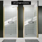 ComfyStyle 36-38" W x 72" H Frameless Pivot Shower Door with Single 180° Swing Glass Door, Hinged Shower Glass Door with 1/4"(6mm) Clear SGCC Tempered Glass, Brushed Gold Finish