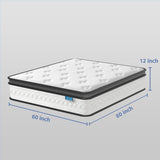 Breezleep Queen Mattress, 12 Inch Cooling Hybrid Queen Size Mattress in a Box, Medium Firm with Gel Memory Foam & Pocket Coils, Motion Isolation, Pressure Relief, CertiPUR-US