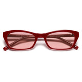 SOJOS Trendy Cat Eye Polarized Sunglasses for Women Men, Retro 90s Y2K Small Thin Rectangle Sunnies SJ2670, Red/Light Red Tint
