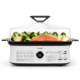 Hxankit 450C/842F Electric Food Steamer,Superheated Steam Cooker, 40% Less Fat, Premium Borosilicate Glass Lid, 10 One-Touch Presets, No Descaling 2+ Years, Real-Time Temp Display, 8 Qt 1800W White