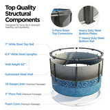 AquaDoc Coventry Round Steel Wall Above Ground Pool Kit 24' x 52" in Pewter Gray Finish with Sand Filter, Ladder, Skimmer, 25 Gauge Liner, Floor Pad and Cove Elite Package - Made in North America