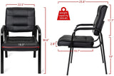 SUPER DEAL Office Guest Chair Bonded Leather Executive Side Chair Reception Chair with Solid Metal Frame Home Office Furniture, Set of 2
