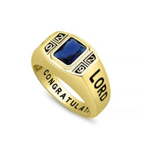 Oseew Men Class Ring Birthstone Customized High School Ring (Yellow Gold)