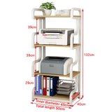 3-Tier Rolling Printer Stand with Storage Shelves - Adjustable Height Mobile Desk for Home Office, Space-Saving Design, Easy to Assemble, Versatile Use