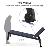 PURPLE LEAF Patio Lounge Chairs Set of 2 with Wheels, Adjustable, Navy Blue