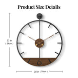 Large Wall Clock 30 Inch, Modern Farmhouse Wall Clock Battery Operated for Living Room Decor, Walnut Wood Dial with Black Metal Frame, Silent Non Ticking Wall Clock for Kitchen, Office, Bedroom